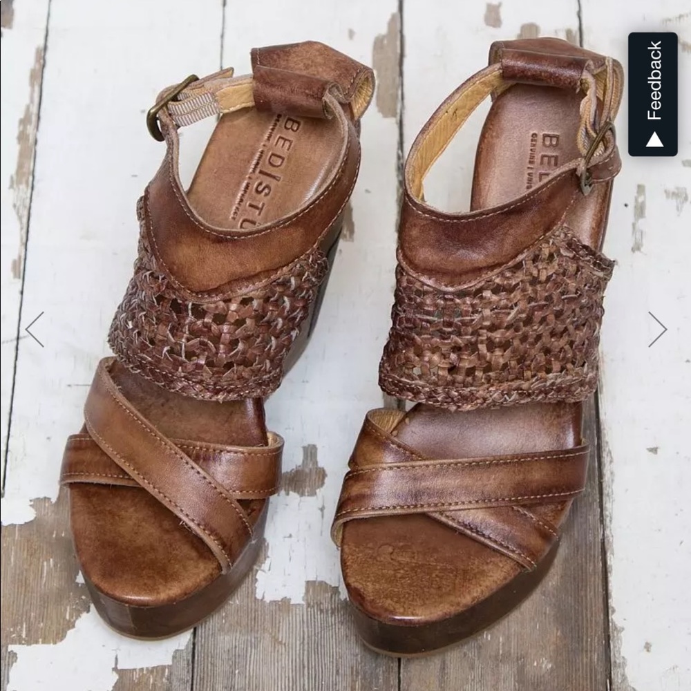 BED STU Petra Wooden Heel Wedge Sandals